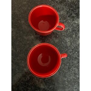 Vintage Fiesta Ware Red Ceramic Coffee Mug Set‎ of 2 Rare double Stamped
